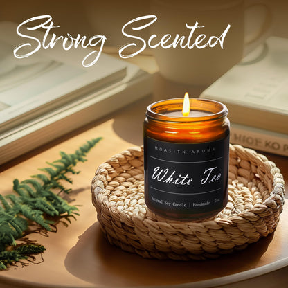 MOASITN White Tea Scented Candle – Natural Soy Aromatherapy, 7oz