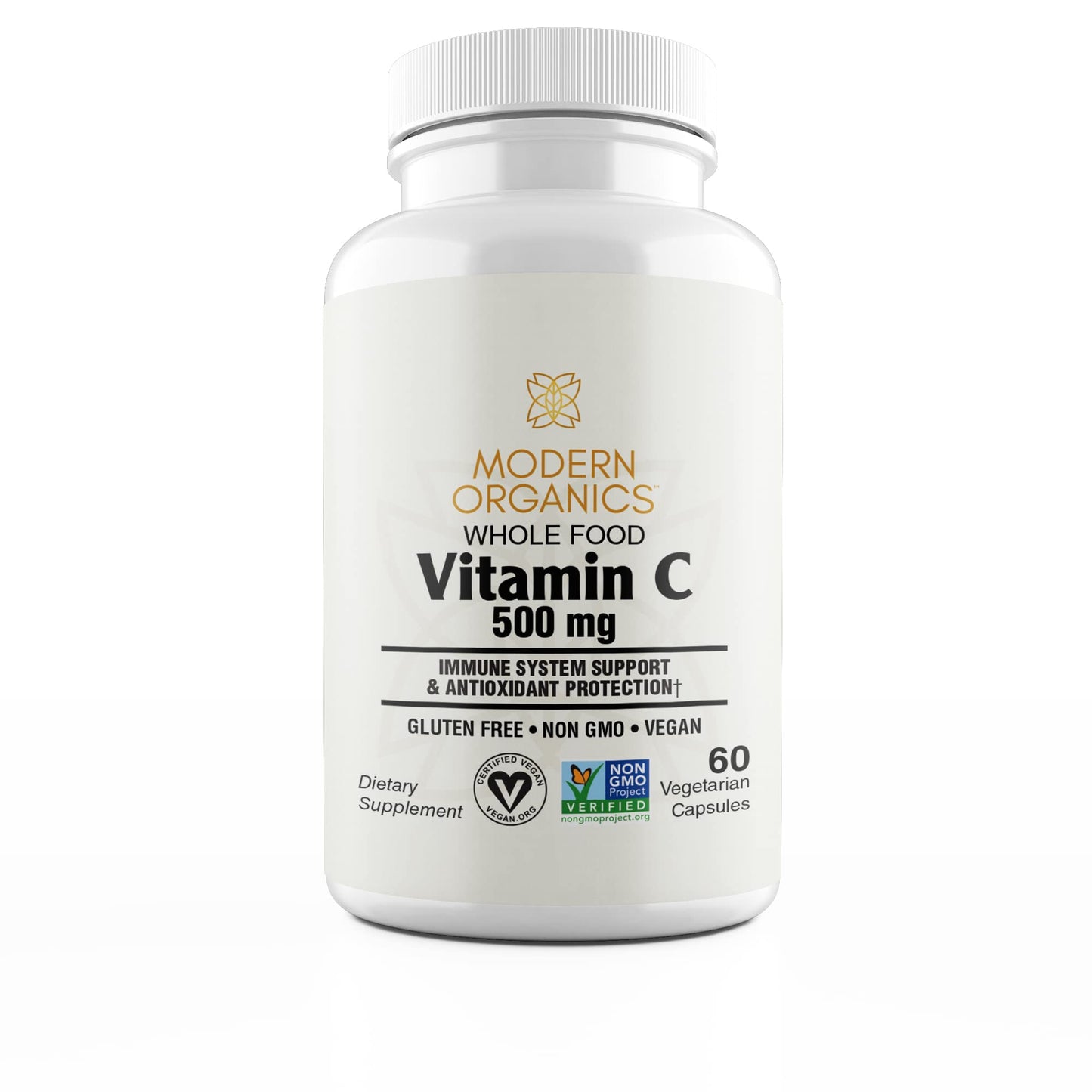 Modern Organics Vitamin C 500mg | Whole Food Acerola Vitamin C + 23 Organic Fruits | 60 Vegan Capsules