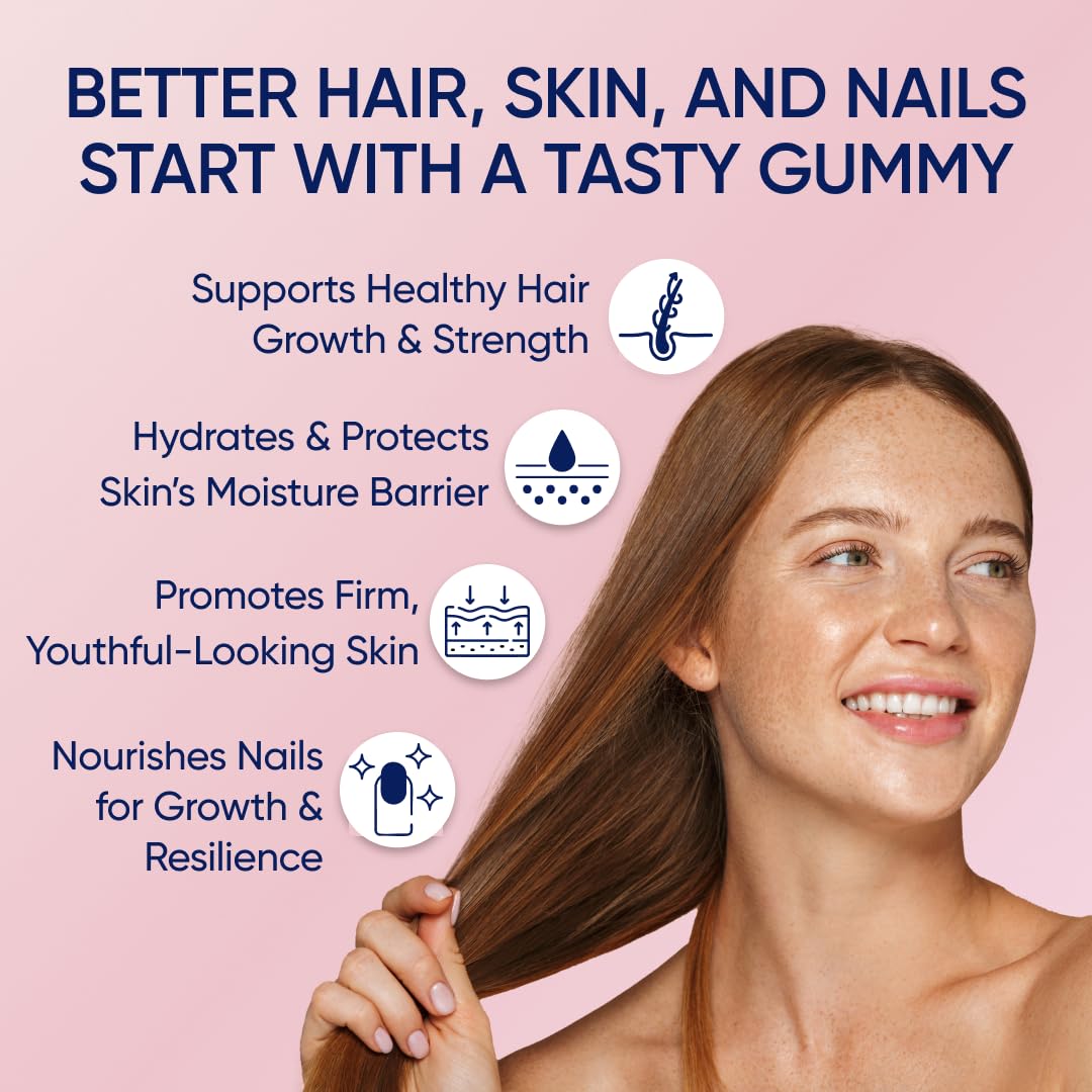 Moerie Hair Skin Nails Gummies for Women & Men | Biotin Hair Growth Supplement - 60 Gummies