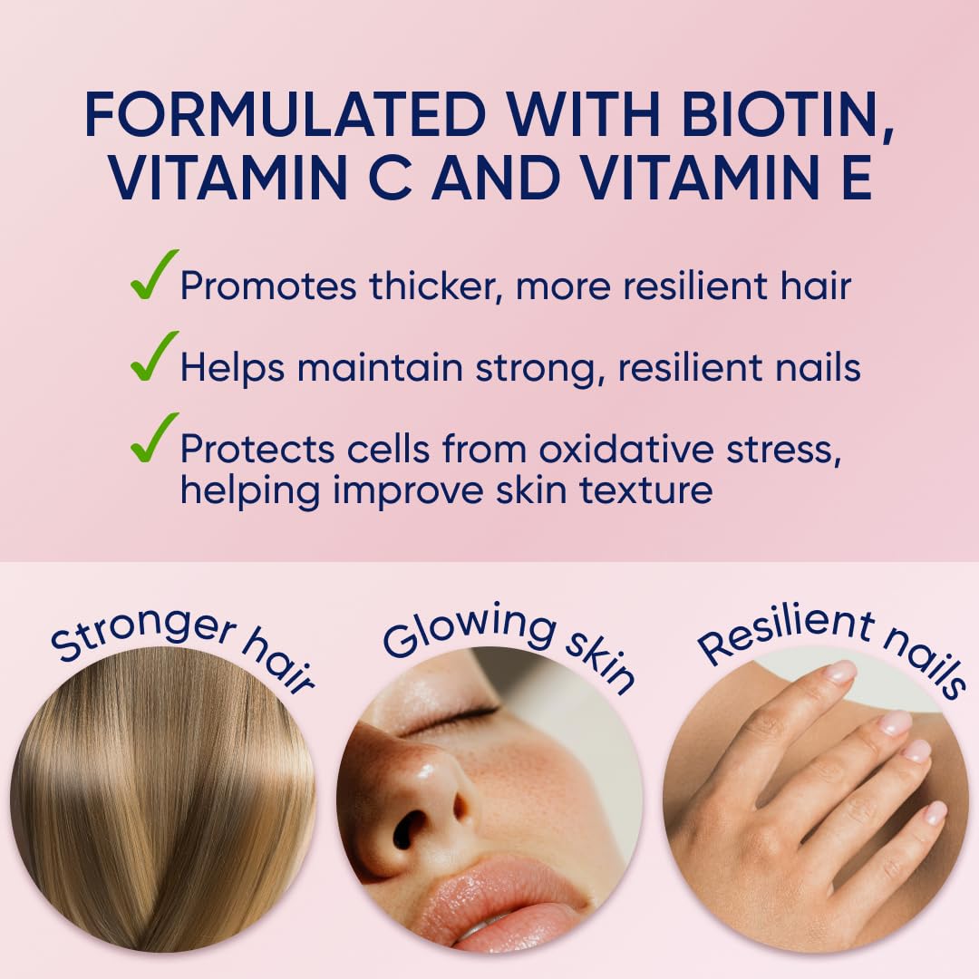 Moerie Hair Skin Nails Gummies for Women & Men | Biotin Hair Growth Supplement - 60 Gummies