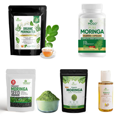 MOGO Moringa Capsules 180 Ct - Organic Moringa Powder | Energy, Immunity, Gut & Joints | Made in USA