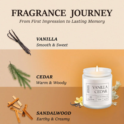Molensun Vanilla Cedar Candle | 7 oz Soy Candle – Cozy Winter Gift