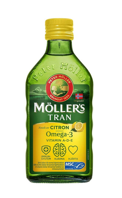 MÖLLER'S Tran Cod Liver Oil 250 ml | Citron Flavor | Omega-3 | Vitamin A, D & E