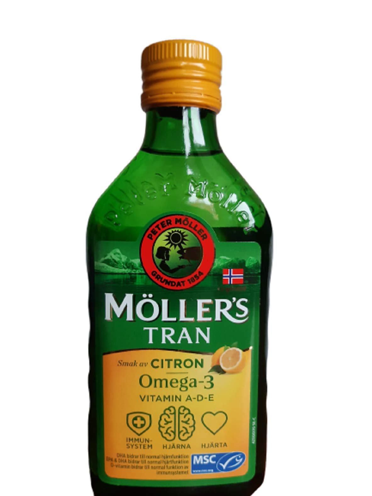 MÖLLER'S Tran Cod Liver Oil 250 ml | Citron Flavor | Omega-3 | Vitamin A, D & E