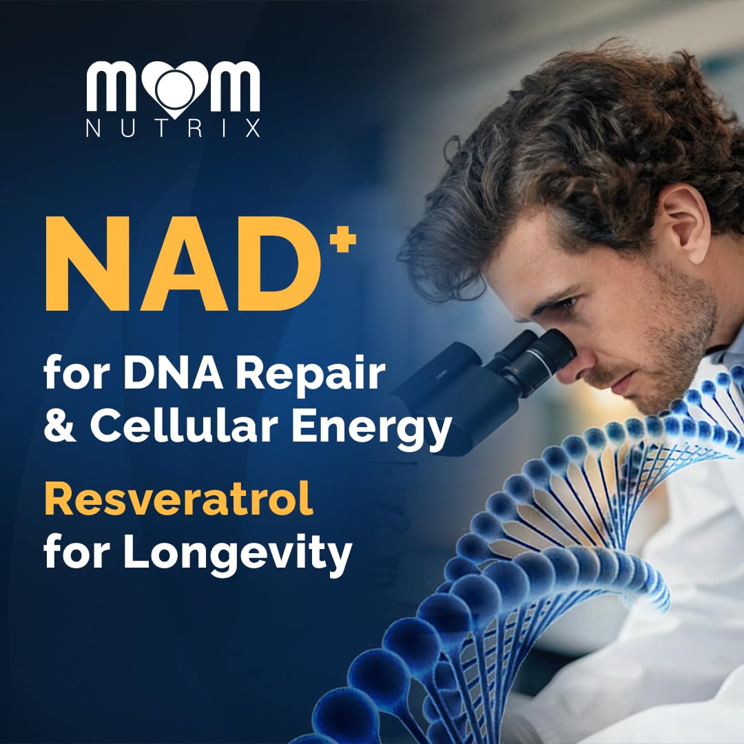 MOM NUTRIX Liposomal NAD+ + Resveratrol – 2000 mg NAD+ | 120 Capsules | Made in USA