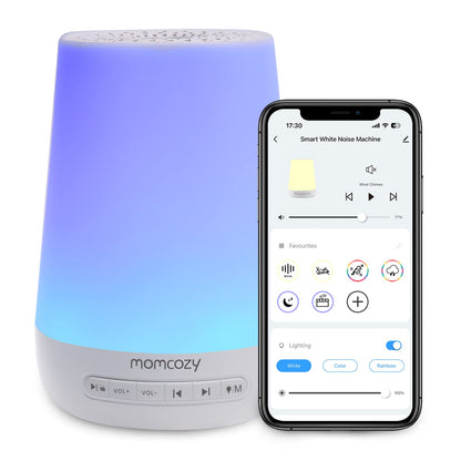 Momcozy Baby Sound Machine with Night Light | 34 Sounds, App Remote, Sleep Trainer (Blue)
