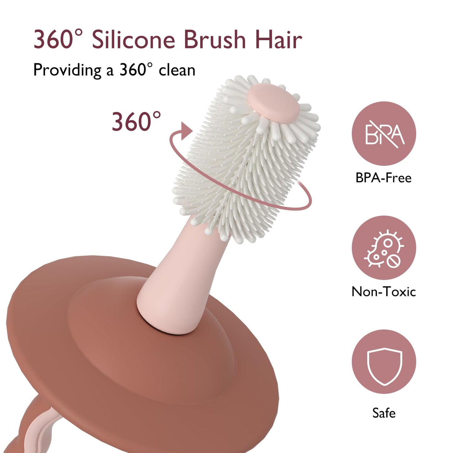 Momcozy Baby Toothbrush – 360° Infant Toothbrush with Suction Base (Pink)