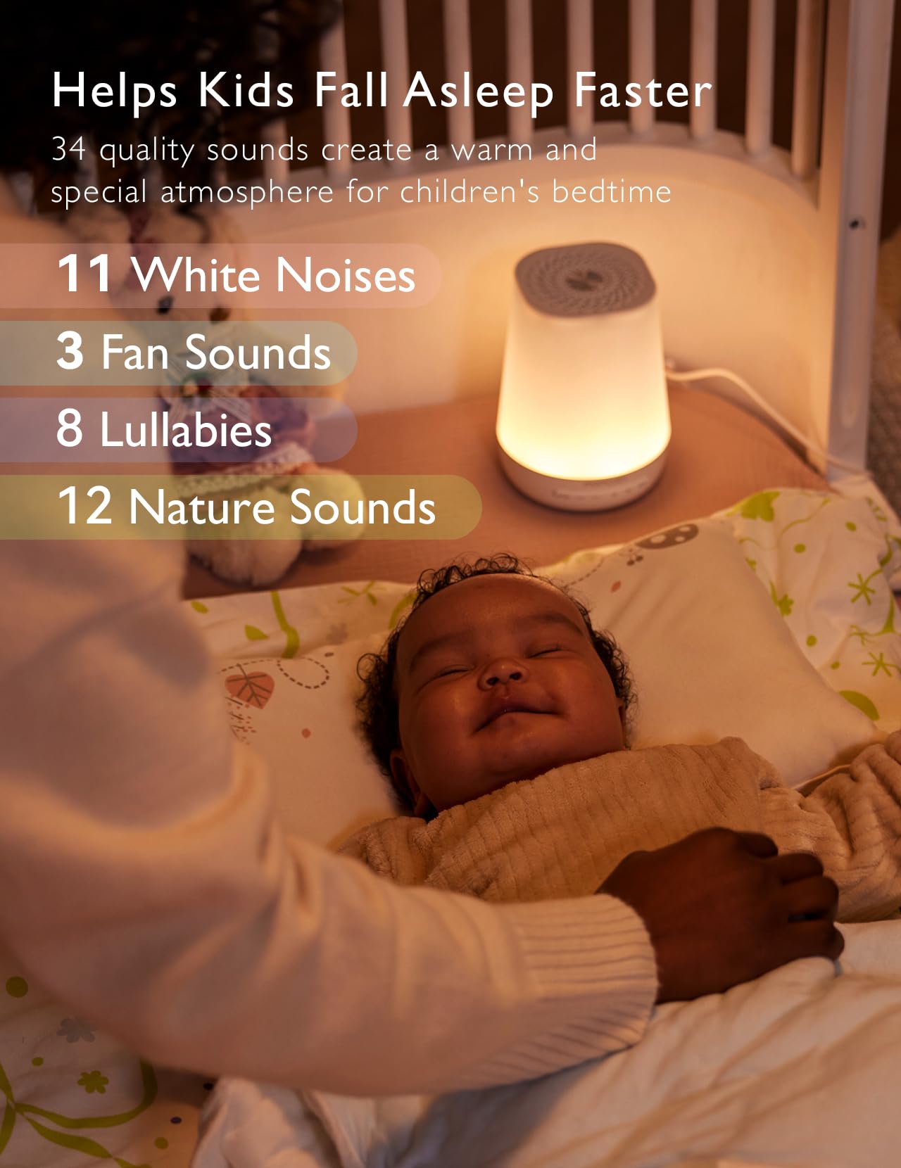 Momcozy Baby Sound Machine with Night Light | 34 Sounds, App Remote, Sleep Trainer (Blue)