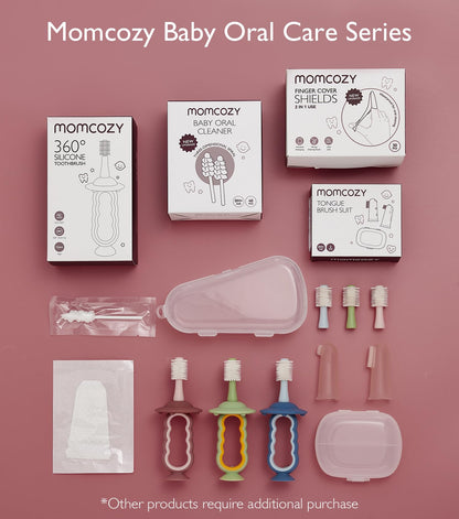 Momcozy Baby Finger Toothbrush, Tongue Cleaner & Wipes – 30 Count