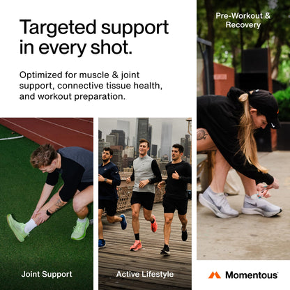 Momentous Collagen Shot - Hydrolyzed Collagen + Vitamin C, NSF Certified for Sport, Orange Mango, 15 Servings