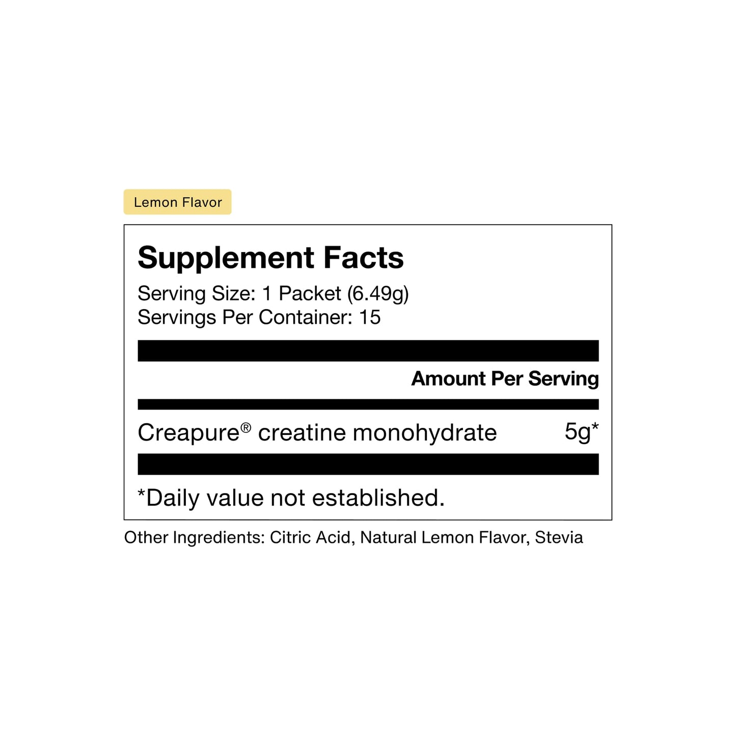 Momentous Lemon Creatine Monohydrate Powder | Creapure Creatine | NSF Certified for Sport | 6.49 g/Serving | 15 Servings