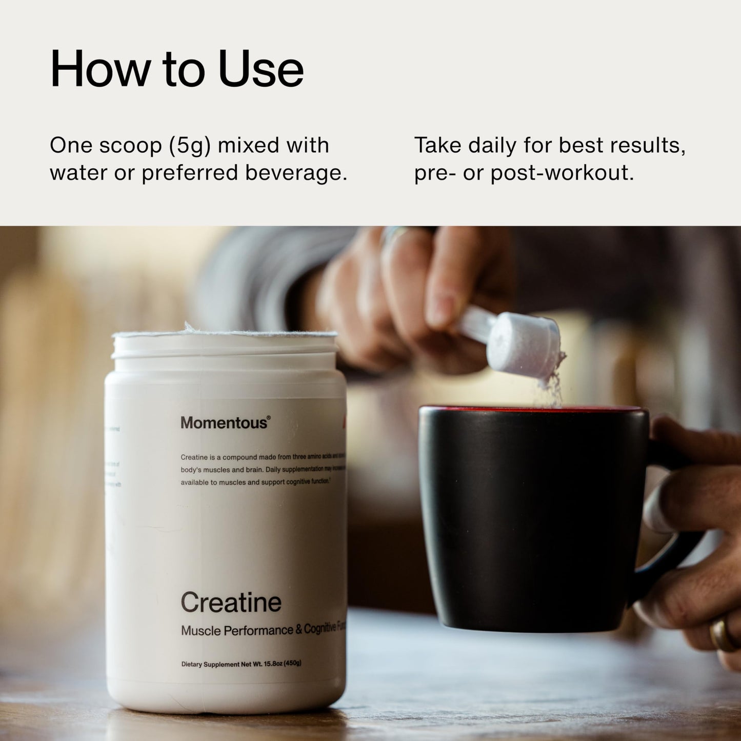Momentous Lemon Creatine Monohydrate Powder | Creapure Creatine | NSF Certified for Sport | 6.49 g/Serving | 15 Servings