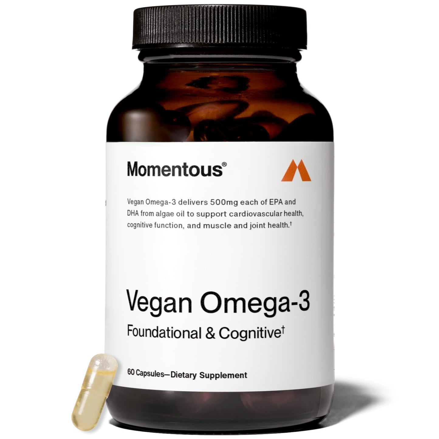Momentous Vegan Omega-3 - Plant-Based EPA & DHA from Algae Oil | 1,000 mg per Serving | NSF Certified for Sport | 30 Servings
