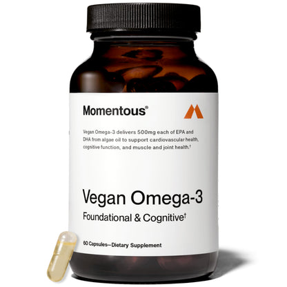 Momentous Vegan Omega-3 - Plant-Based EPA & DHA from Algae Oil | 1,000 mg per Serving | NSF Certified for Sport | 30 Servings