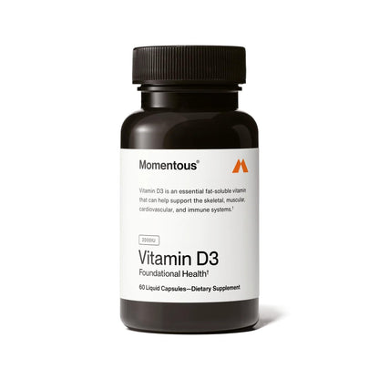 Momentous Vitamin D3 Supplement - 2,000 IU Capsules for Foundational Health Support - NSF Certified for Sport - Gluten-Free - 60 Servings