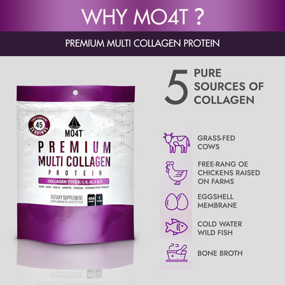 MO4T MOMOF4TRANSFORM Hydrolyzed Multi Collagen Powder | Sugar-Free, Grass-Fed | 1 lb | Hair, Skin & Nails