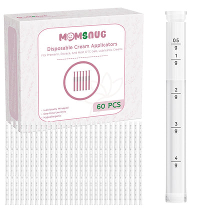 Momsnug Disposable Vaginal Cream Applicators with Dosage Markings – 60 Pack