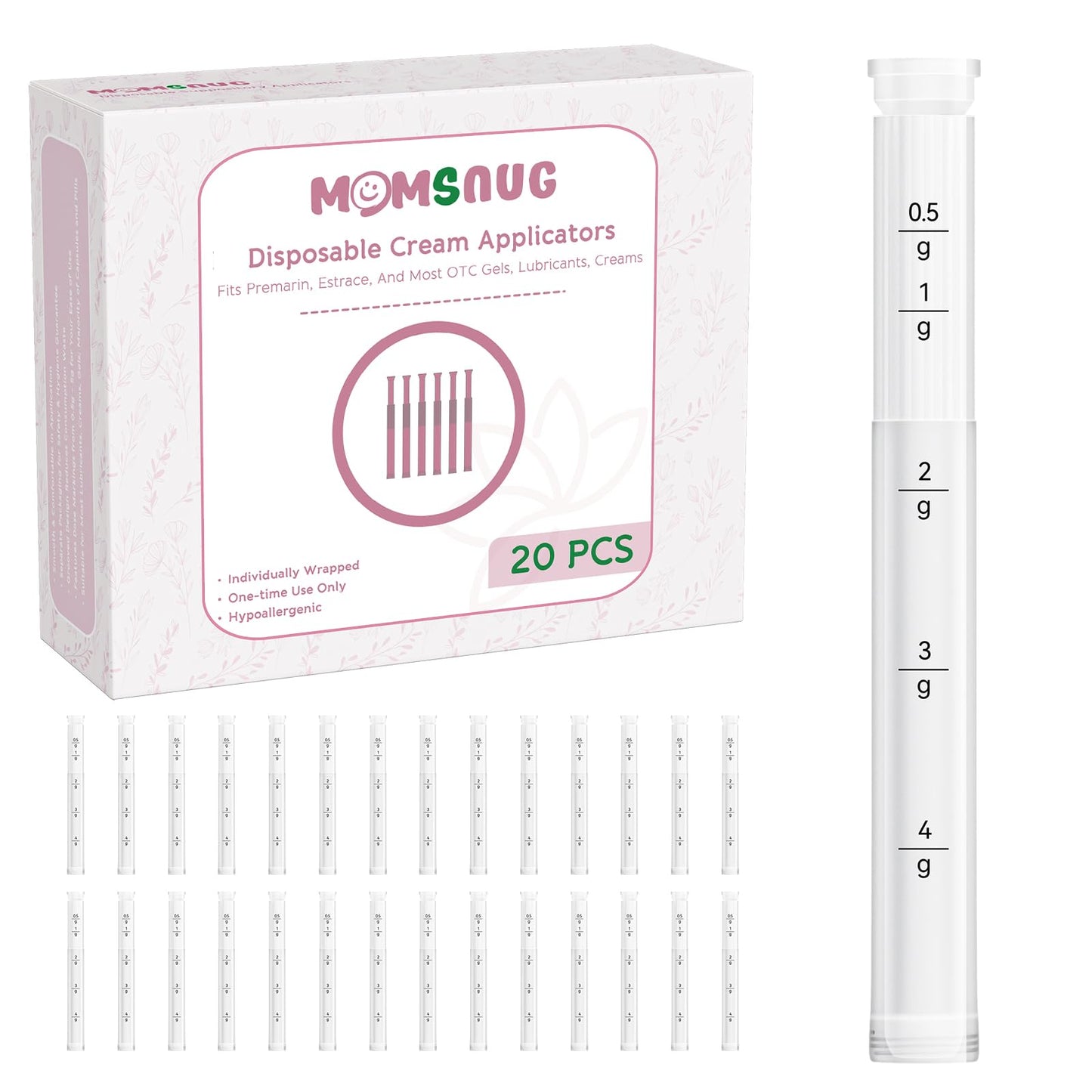 Momsnug Disposable Vaginal Gel Applicators with Dosage Markings – 20 Pack