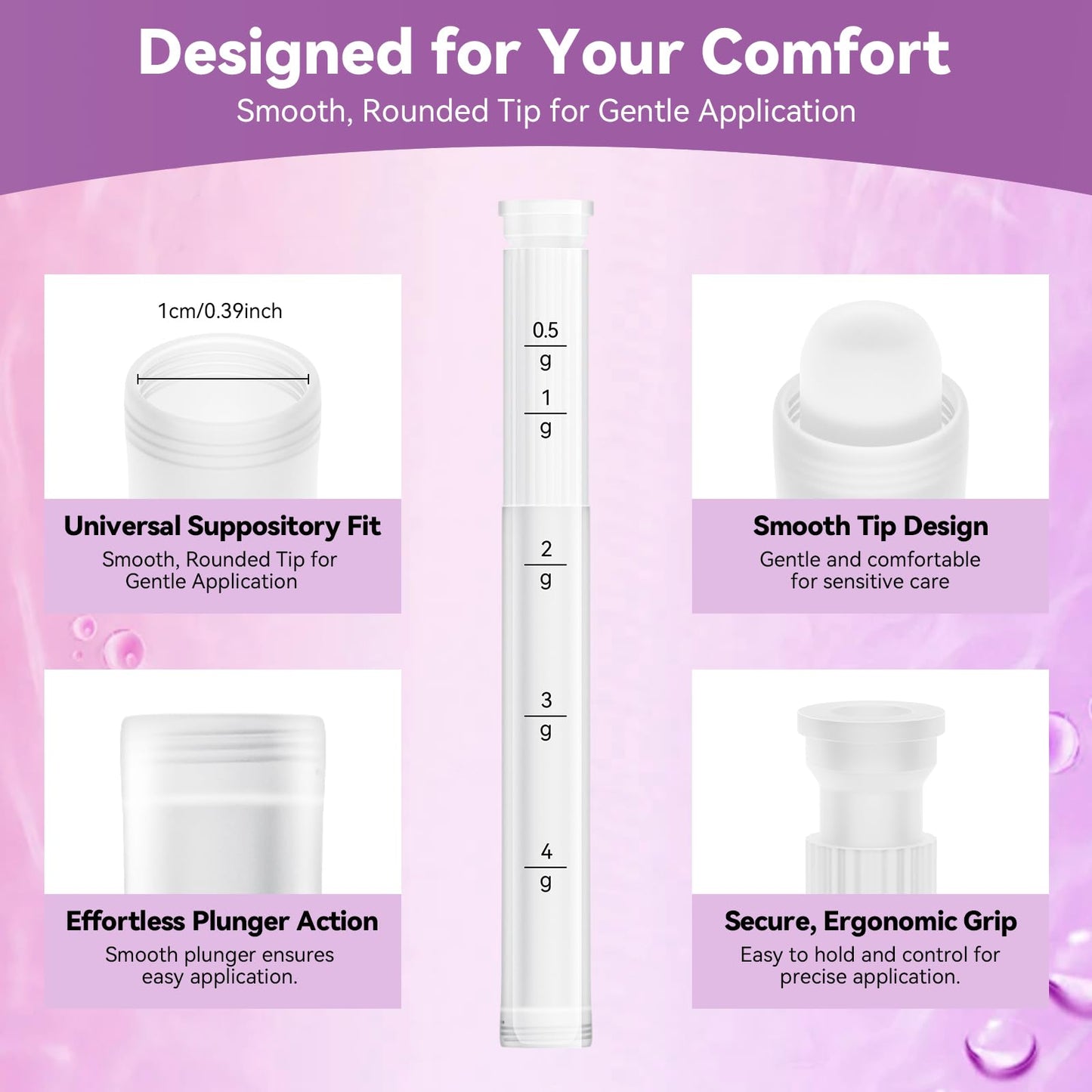 Momsnug Disposable Vaginal Gel Applicators with Dosage Markings – 20 Pack