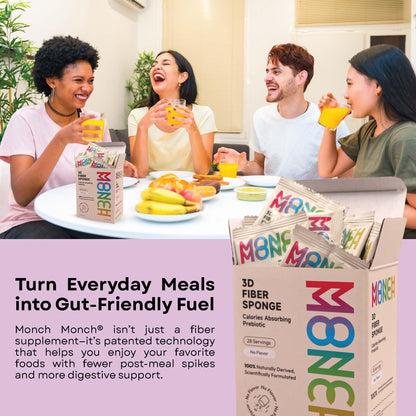 Monch Monch Prebiotic Fiber Powder Unflavored — Calorie-Absorbing Soluble Fiber for Gut Health, Vegan & Sugar-Free (28 Ct)