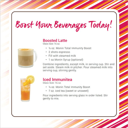 Monin Total Immunity Boost – Immune Support Syrup with Vitamin C, D & Elderberry | 1L + Pump