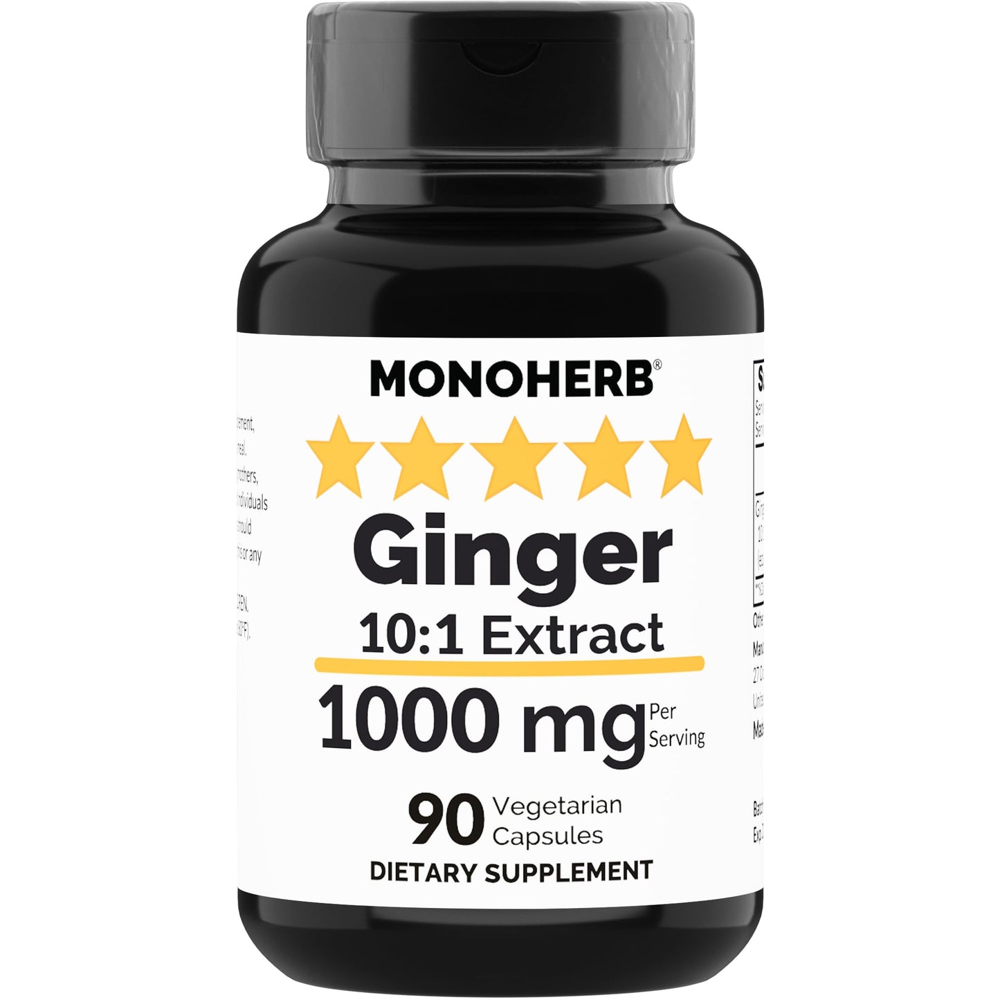 MONOHERB Ginger Extract 1000 mg – 90 Vegetarian Capsules | Extra Strength Ginger