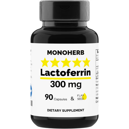 MONOHERB Lactoferrin 300 mg – 90 Vegetarian Capsules – Made in USA