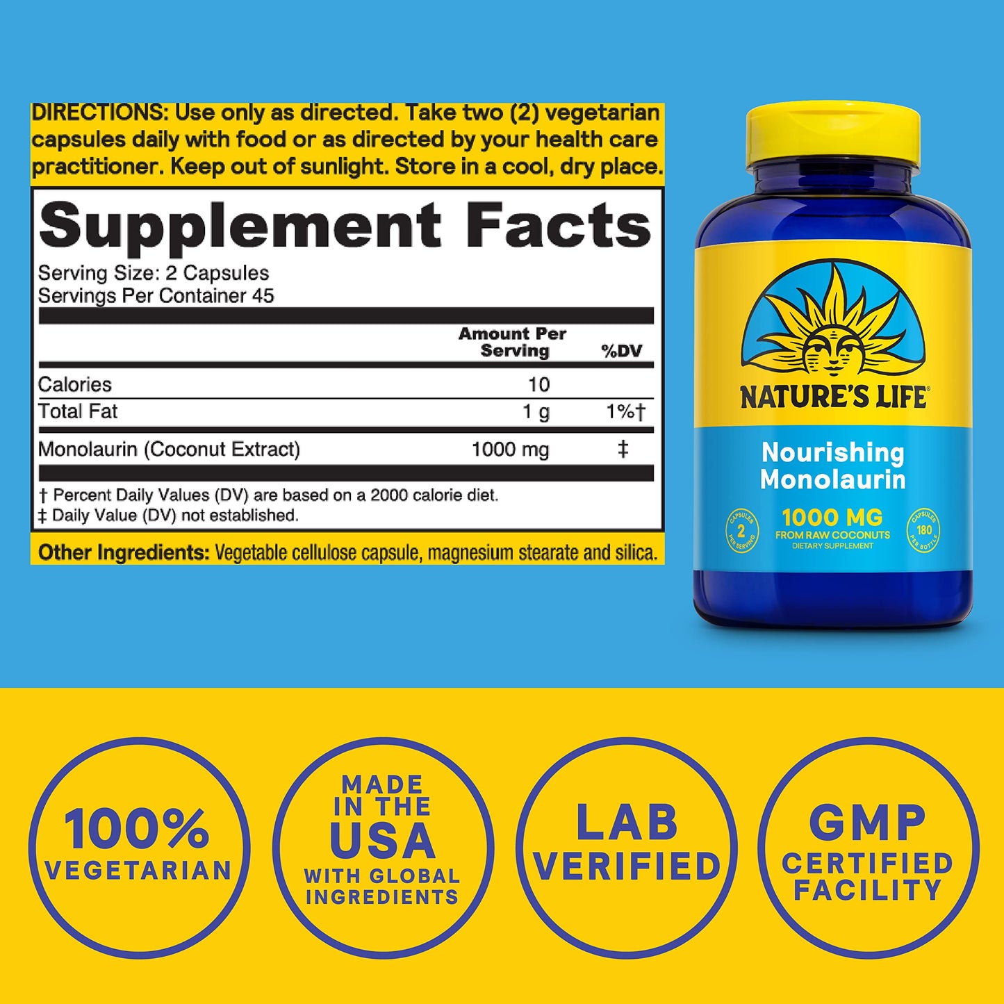 Nature's Life Monolaurin 1000 mg – Immune & Gut Health