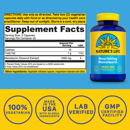 Nature's Life Monolaurin 1000 mg – Immune & Gut Health