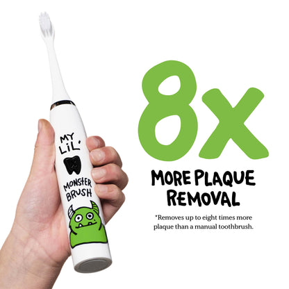 Monster Kids Electric Toothbrush – Made by Dentists, Rechargeable, 2-Min Timer, 6 Heads