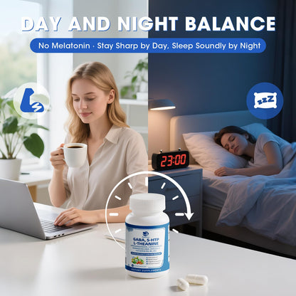 GABA 750mg with L-Theanine – 10-in-1 Calm Capsules for Sleep & Mood (90ct)