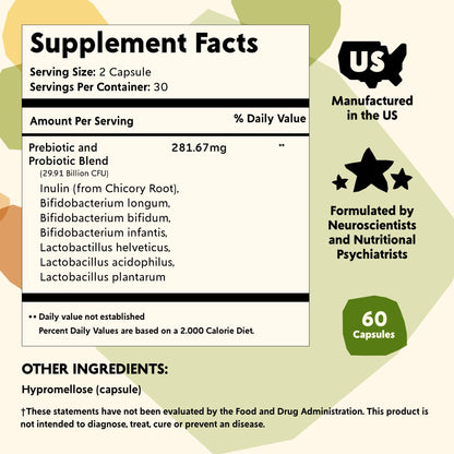PYM Mood Biotics: Probiotic & Prebiotic Mood Support – 22.91B CFU, 60 Count, Vegan, Gluten Free, Non-GMO