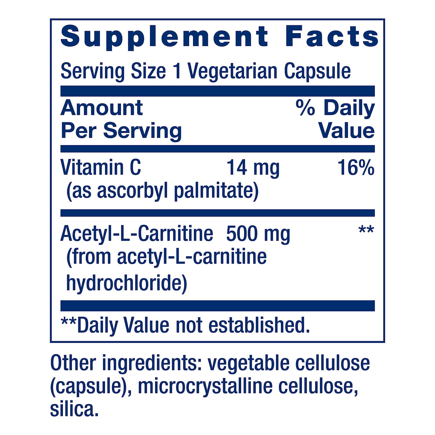 Acetyl-L-Carnitine with Vitamin C for Brain & Nerve Health | 3-Month Supply | Gluten-Free, Non-GMO, Vegetarian | 100 Capsules