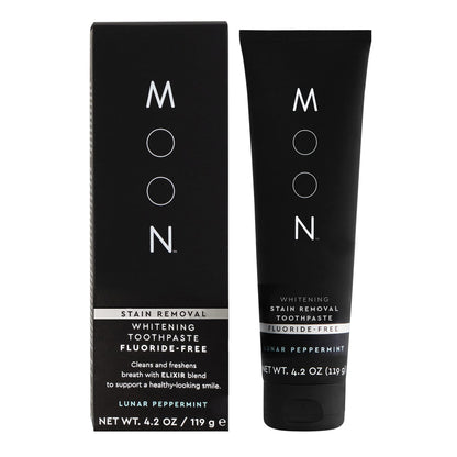 MOON Fluoride-Free Toothpaste | Stain Removal & Whitening for Adults & Kids | Peppermint