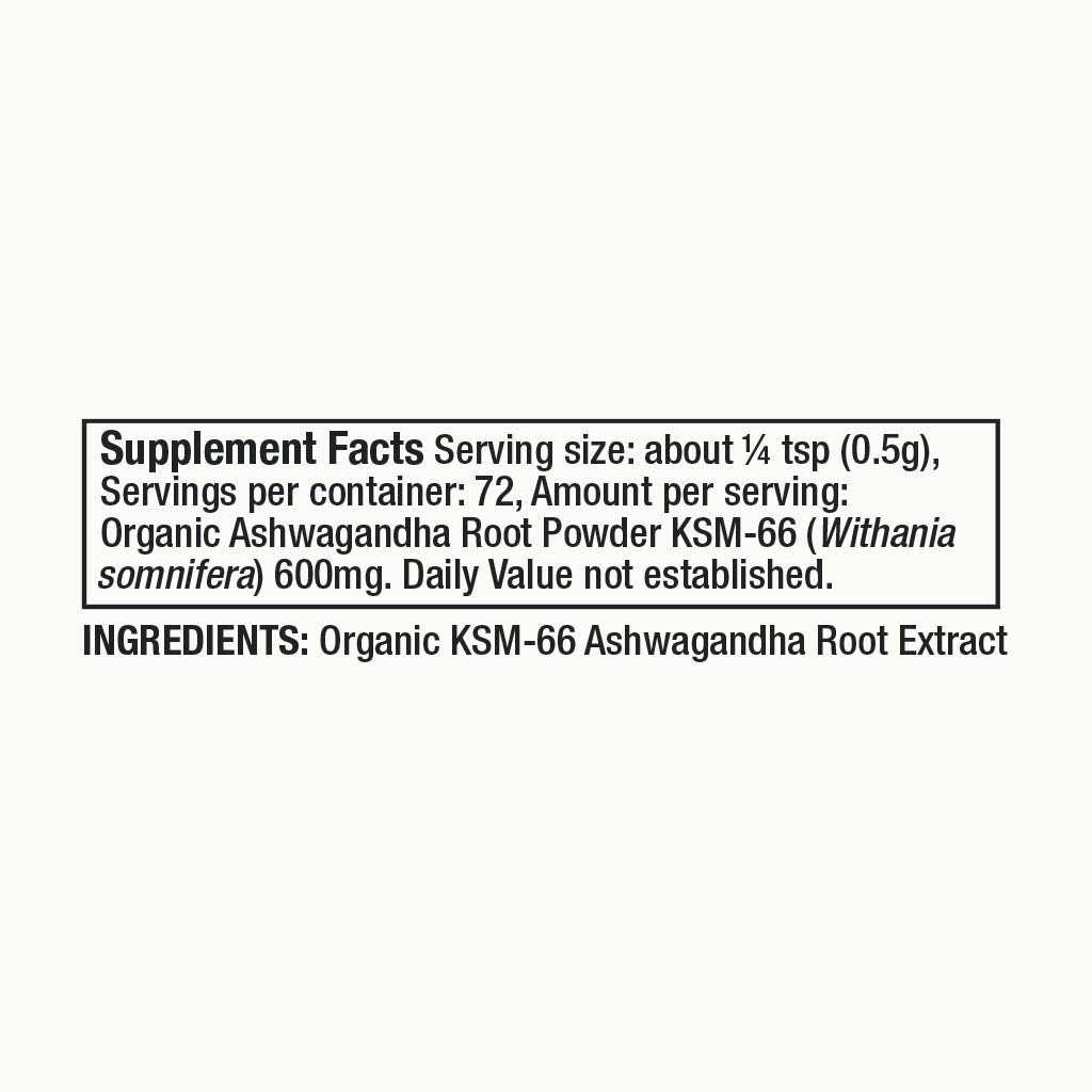 Moon Juice Organic Ashwagandha Supplement – KSM-66 Root Powder (15:1) for Focus, Mood & Stress, 72 Servings