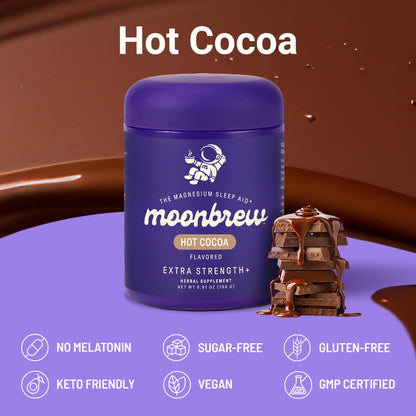 MoonBrew Nighttime Extra Strength Magnesium Hot Cocoa – Melatonin-Free Sleep Support Drink Mix