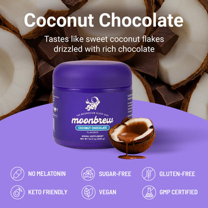 MoonBrew Nighttime Magnesium Coconut Chocolate Sleep Drink Mix – Melatonin-Free