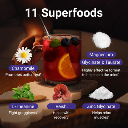 MoonBrew Nighttime Magnesium Sleepy Berry Smoothie – Melatonin-Free Sleep Support for Adults (25 Servings)