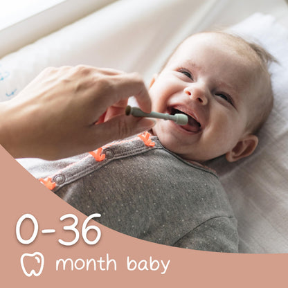 Moonkie Baby Tongue Cleaner – 2-Piece Kit (Clay/Ivory) for Newborns 3 Months+ | Toddler Toothbrush & Baby Oral Cleaner