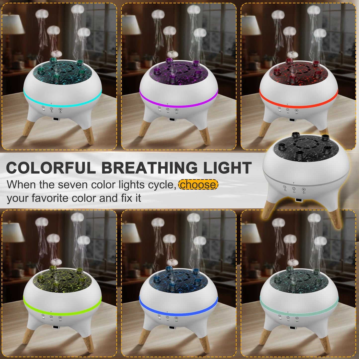 Morbou Jellyfish Diffuser with Music - 250ml + 2 Oils | 7 Color Lights