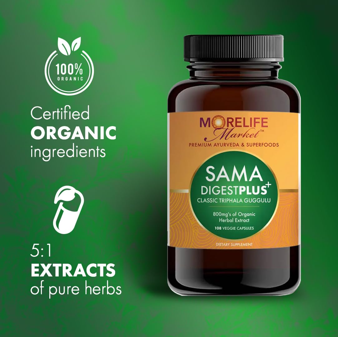 MoreLife Market Sama Digest Plus+ – Premium Ayurvedic Blend for Cleansing, Metabolism & Balance | 108 Veggie Capsules