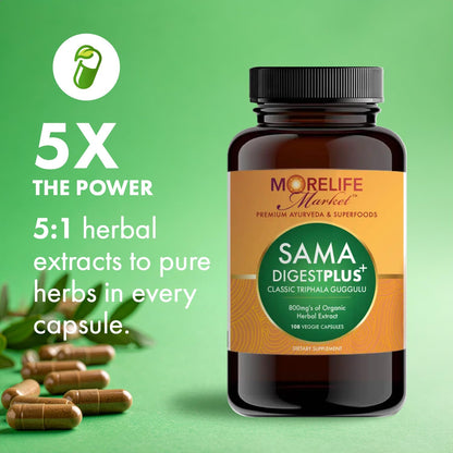 MoreLife Market Sama Digest Plus+ – Premium Ayurvedic Blend for Cleansing, Metabolism & Balance | 108 Veggie Capsules