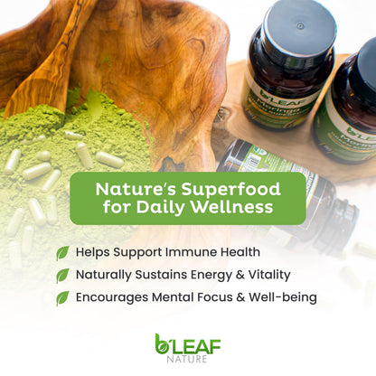 B’Leaf Nature Organic Moringa Capsules 1000mg – Immune Support, Energy & Wellness (Vegan, Non-GMO) | 180 Count