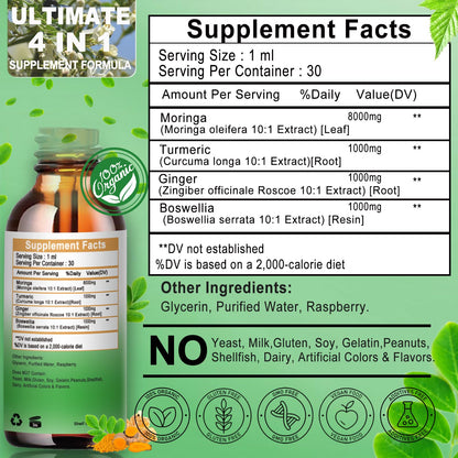Moringa Drops – Organic Moringa Leaf Extract with Turmeric, Ginger & Boswellia