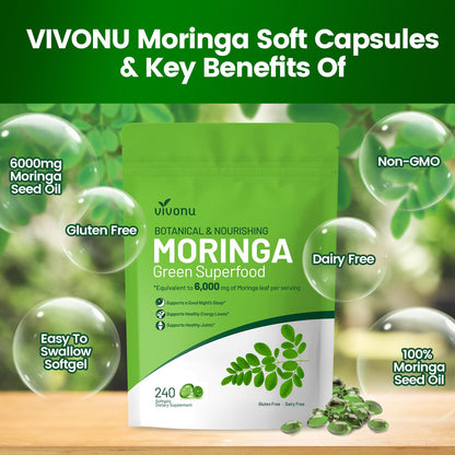 Pure Moringa Capsules 6000mg | 120 Day Supply | Liposomal 98% Absorption