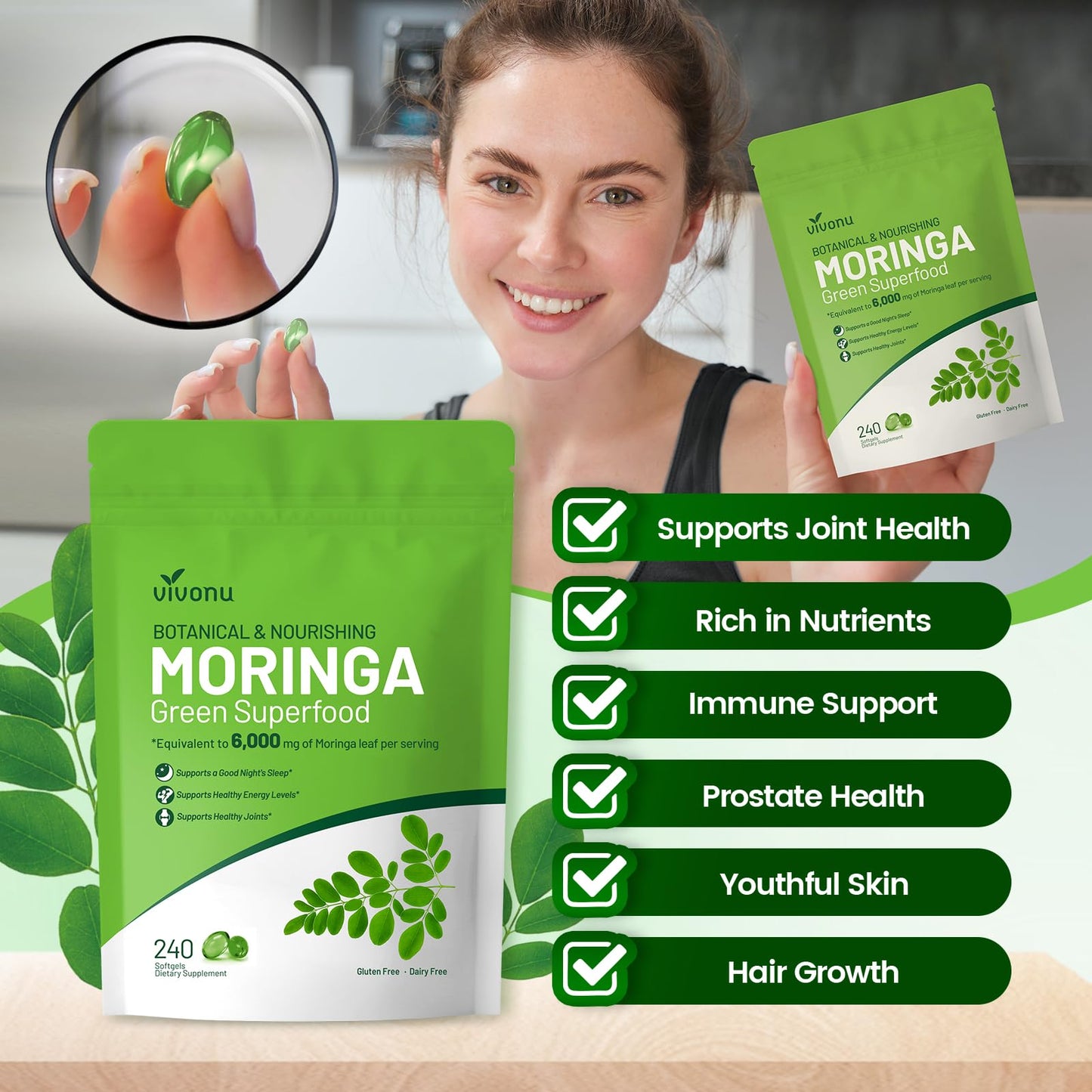 Pure Moringa Capsules 6000mg | 120 Day Supply | Liposomal 98% Absorption