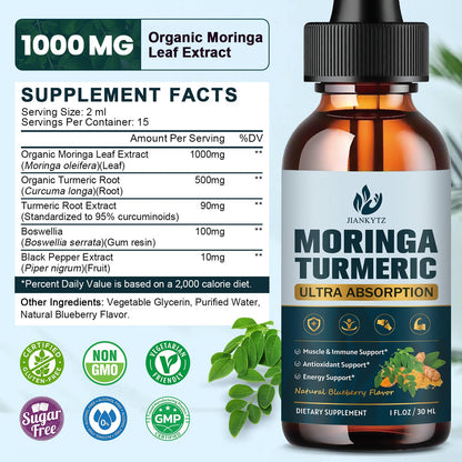 (2 Pack) Organic Moringa Leaf Extract Liquid Drops – Energy, Immune & Skin Support | 1 fl oz