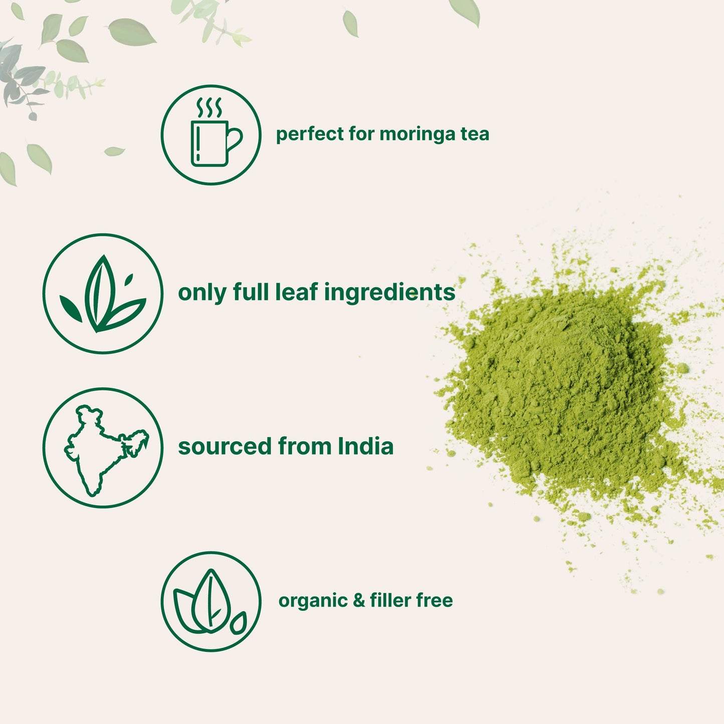 Organic Moringa Oleifera Leaf Powder - 2 lbs | India Grown, Antioxidants & Immune Vitamins | Vegan