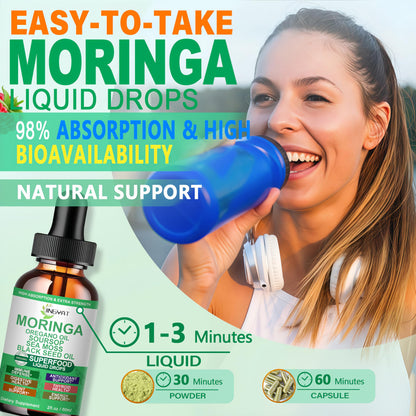 Moringa Liquid Drops — Organic High-Absorption Moringa Tincture with Soursop, Sea Moss & Black Seed Oil | Non-GMO, 30 Servings