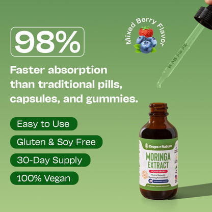 Moringa Liquid Drops – Vegan, Gluten Free (60 mL) – Mixed Berry